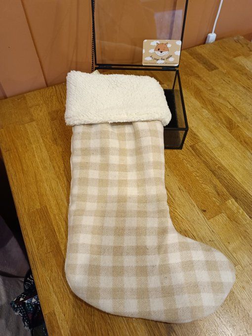 Chaussette de Noë vichy beige