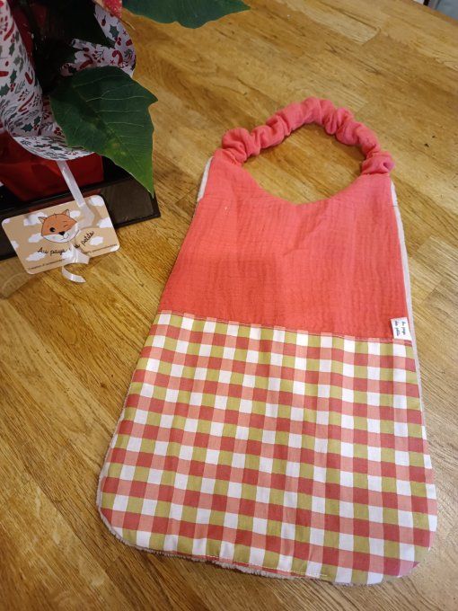 Bavoir cantine maternelle vichy sorbet