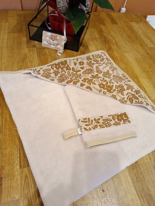 Ensemble sortie de bain DG fleurs marron