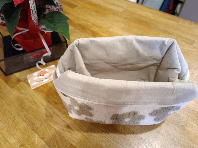 Trousse de toilette sherpas fleurs taupe fond blanc