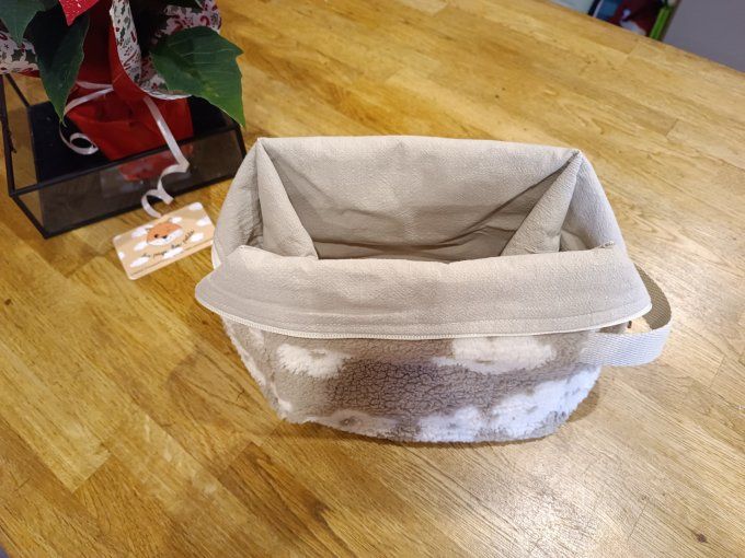 Trousse de toilette sherpas fleurs blanche fond taupe