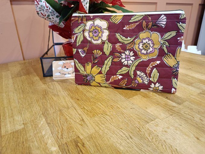 Pochette tissu indien kaki