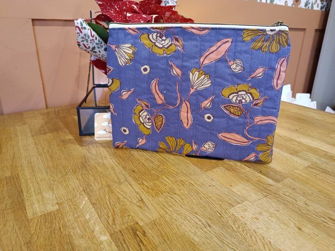 Pochette tissu indien bleu