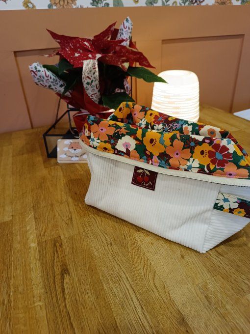 Trousse de toilette velours ecru