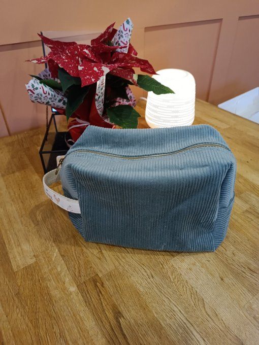 Trousse de toilette velours thym